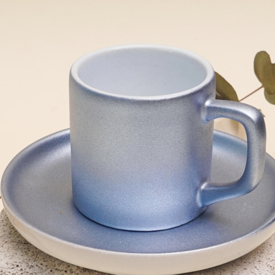 Seraclass Türk Kahvesi Fincanı Ve Tabağı Pırlanta - Mavi resmi