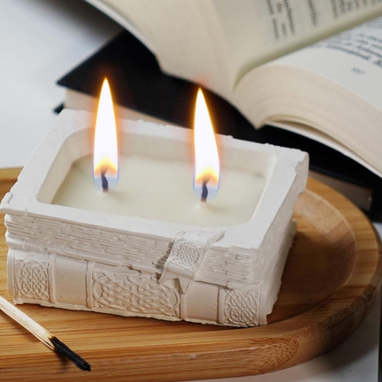 Candleaf Beton Kitap Mum - Beyaz