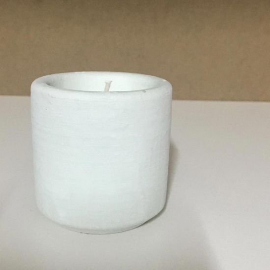 Candleaf Beton Silindir Mum - Beyaz resmi