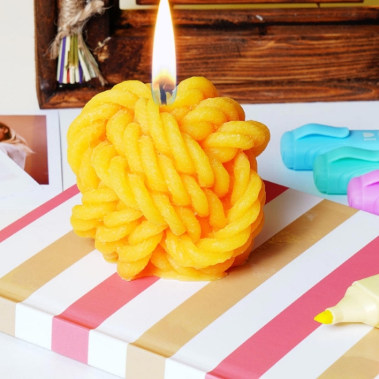 Candleaf Dekoratif Örgü Mum Büyük Boy- Sarı resmi