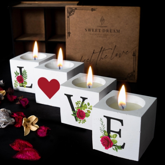 Candleaf Sweet Dream  Ahşap Kutulu Premium Kare Mum Seti resmi