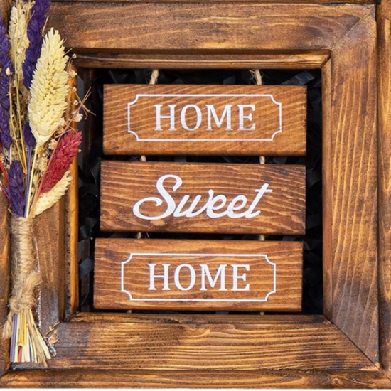 Çamağacı Home Sweet Home Çerçeve Çiçekli 20X20 resmi