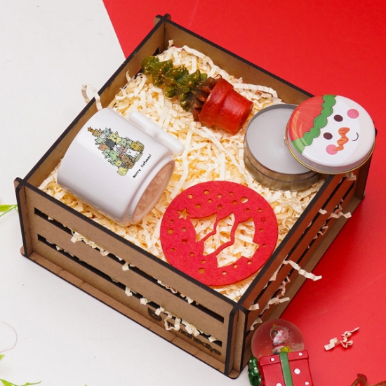 Yılbaşı , Yeni Yıl Hediye Seti Ahşap Fincam, Keçe Fincan Altı, Mum Seti resmi