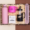 Premium Kahve Sever Hediye Kutusu & Pembe Termos, Kupa Bardak, French press, Kahve, Tütsü