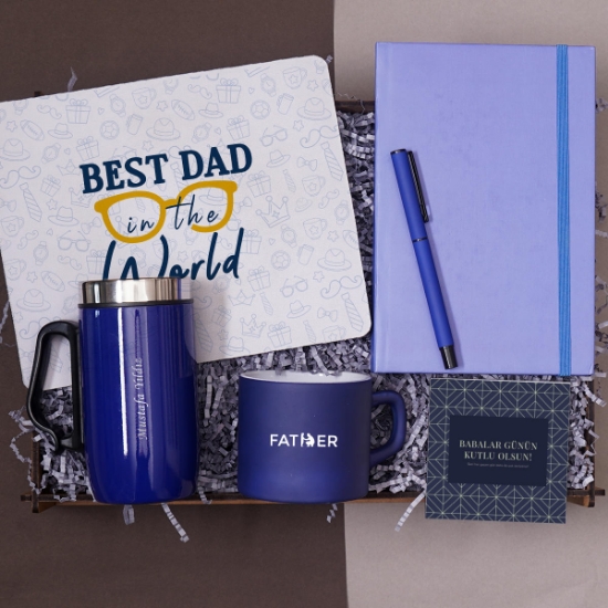 Babaya Premium Hediye Seti -  Termos Mug, Kupa Bardak, Mouse Pad,  Defter, Kalem