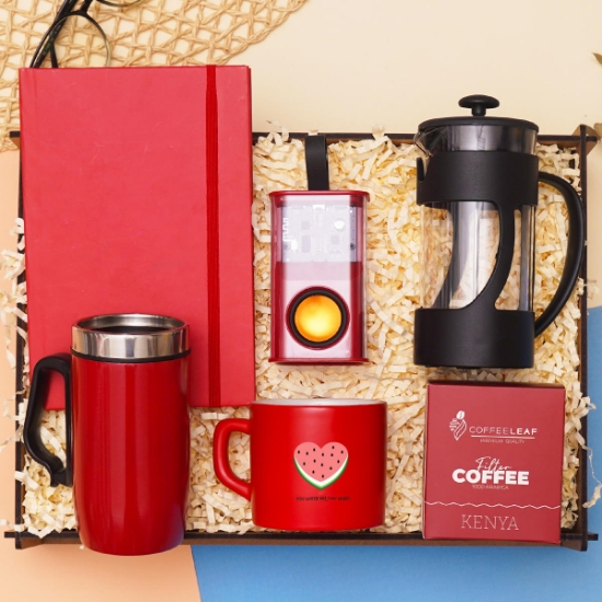Müzik & Kahve Tutkunlarına Özel Set –French Press, Bluetooth Hoparlör, Defter