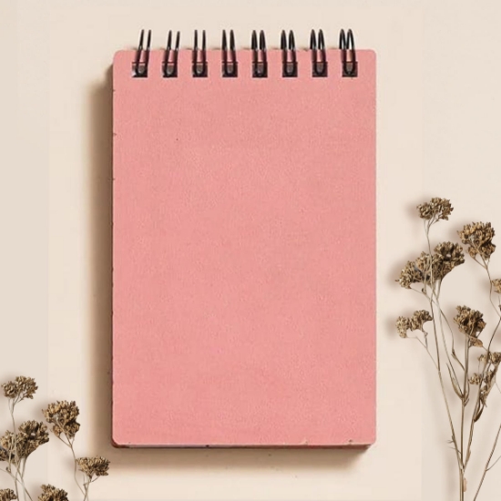Egraf Ahşap Kapaklı Defter (Mdf) 7,5x11,5cm -  Pembe resmi