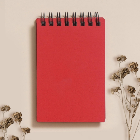 Egraf Ahşap Kapaklı Defter (Mdf) 7,5x11,5cm -  Kırmızı resmi