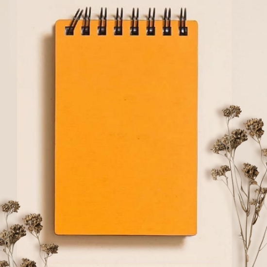 Egraf Ahşap Kapaklı Defter (Mdf) 7,5x11,5cm -  Turuncu resmi