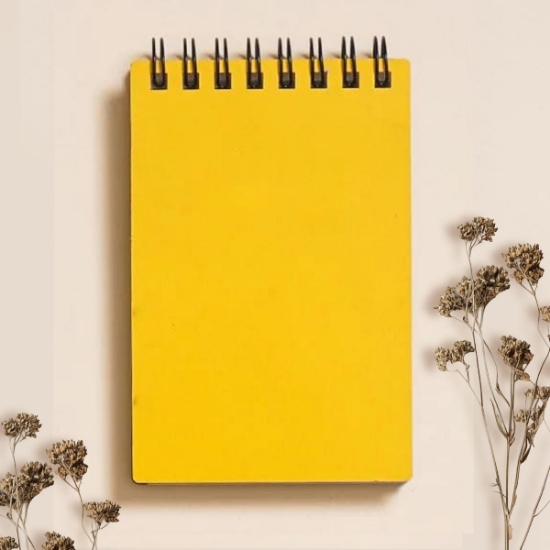 Egraf Ahşap Kapaklı Defter (Mdf) 7,5x11,5cm -  Sarı resmi