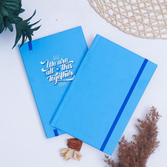 A5 Laklı Taslama Kapaklı Defter 13 x 21 cm - Açık Mavi