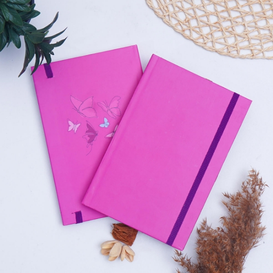 A5 Laklı Taslama Kapaklı Defter 13 x 21 cm - Pembe