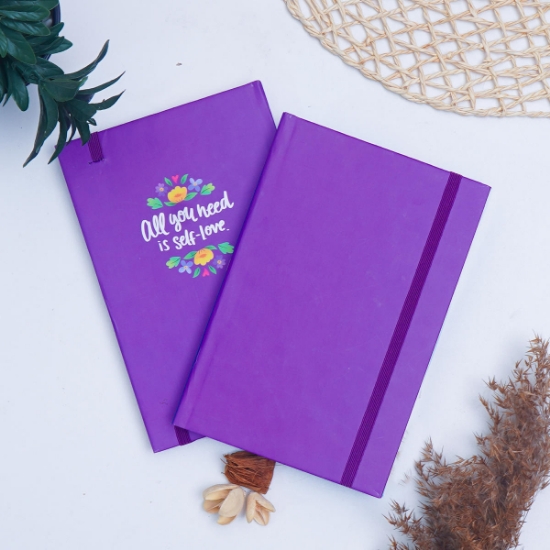 A5 Laklı Taslama Kapaklı Defter 13 x 21 cm - Mor
