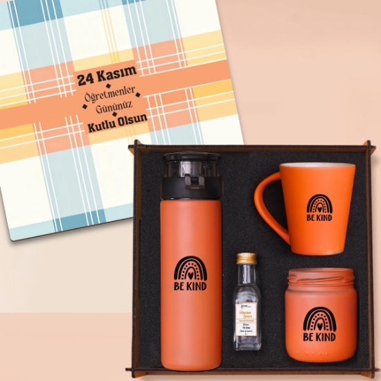 Woody Collection Öğretmenler Günü Hediye Seti | Cam Suluk, Kupa Bardak, Mum, Kolonya resmi