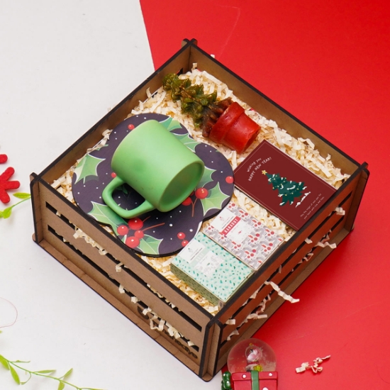 2026 Yılbaşı, Yeni Yıl Hediye Seti Tabaklı Fincan, Kahve, Mum, Magnet resmi