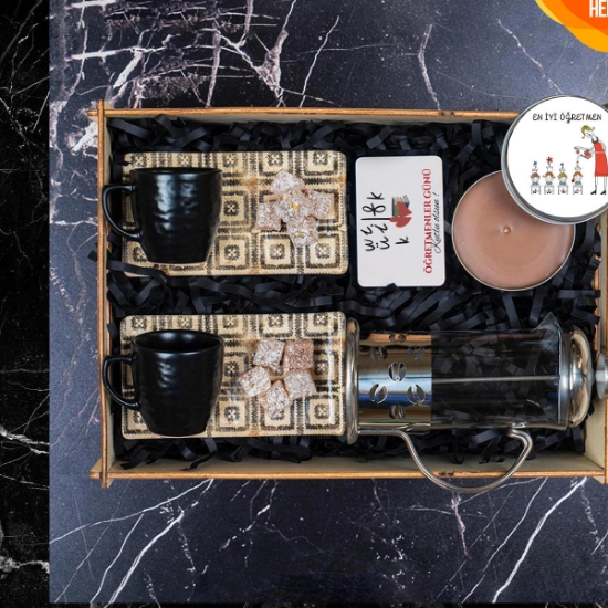 Öğretmenler Günü Hediye Seti & Kahve Fincanı, Magnet, French Press, Mum Hediye Kutusu