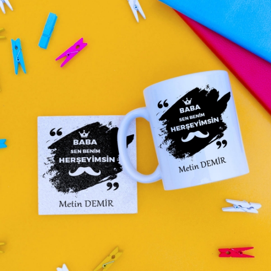 Babalar Günü Kupa Bardak ve Taş Bardak Altı