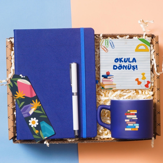Back to School Hediye Seti – Defter, Kalem, Kupa Bardak, Bardak Altlığı, Ayraç