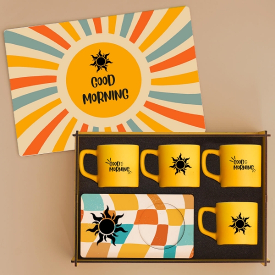 Kayve Keyfi &  Tasarımlı Sürekli Kullanılabilir Ahşap Kutuda 4’lü Türk Kahvesi Fincan Takımı