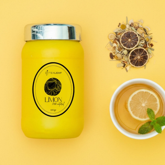 Tealeaf Cam Şişe Çay 100 gr - Limon resmi