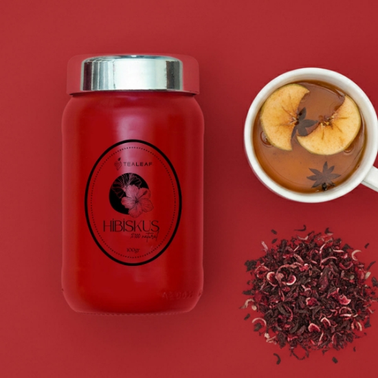 Tealeaf Cam Şişe Çay 100 gr - Hibiskus