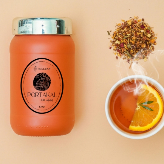 Tealeaf Cam Şişe Çay 100 gr - Portakal
