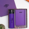 Kişiye Özel Cam Suluk, Defter Kalem Hediye Seti - Mor Premium Hediye Seti